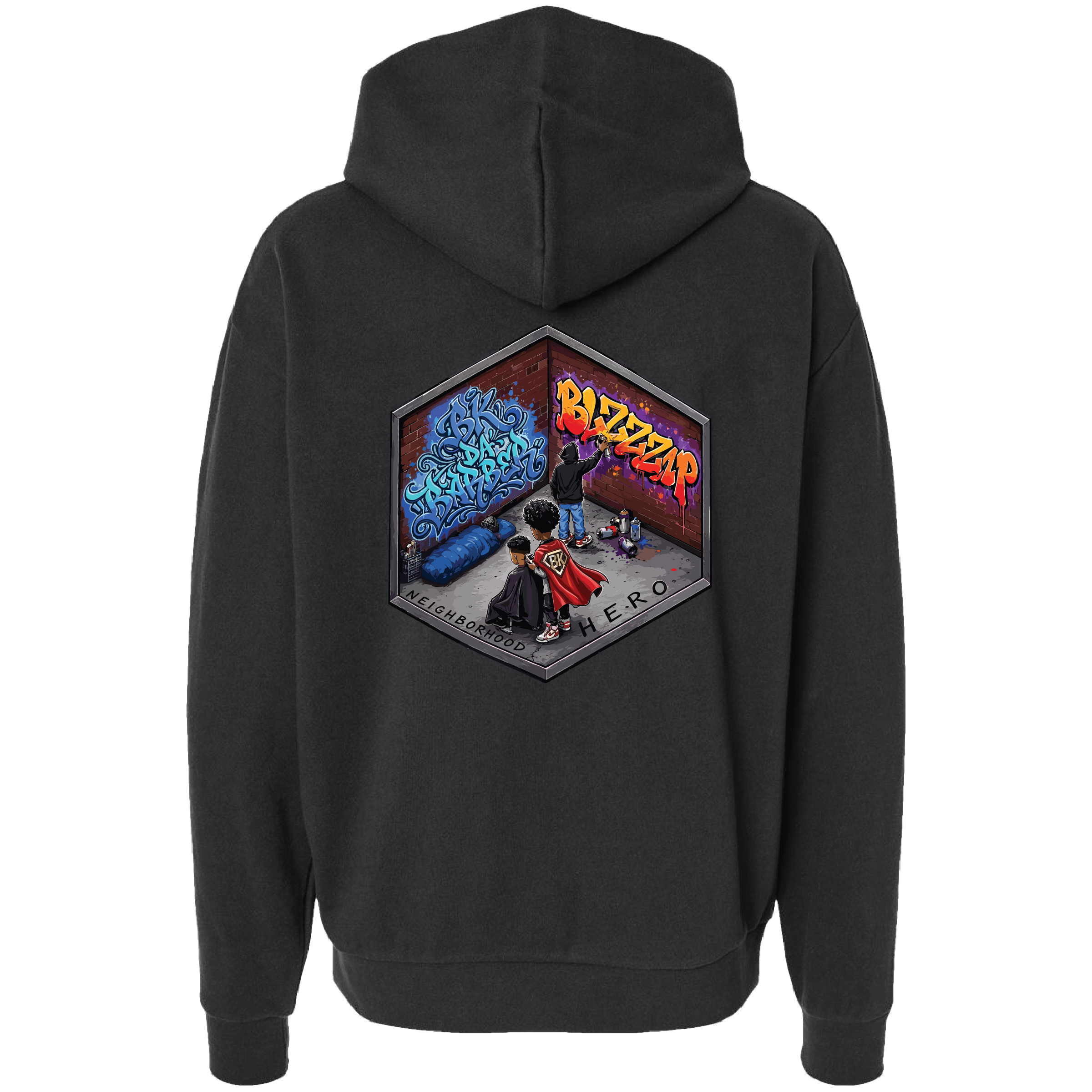 Blzzzap hoodie graffiti x neighborhood hero